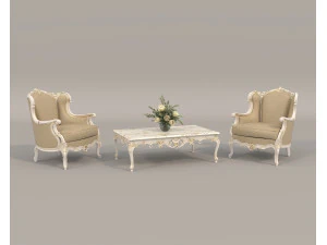 Classic European Style Coffee Table and Armchair 24 3D Model