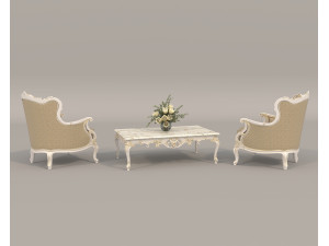 Classic European Style Coffee Table and Armchair 24 3Dモデル
