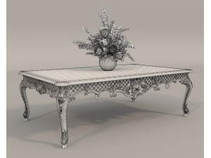 Classic European Style Coffee Table and Armchair 24 3Dモデル