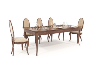 European style Dining Table and Chairs 12 Modelo 3D
