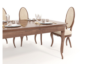 European style Dining Table and Chairs 12 Model 3D