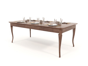 European style Dining Table and Chairs 12 Model 3D