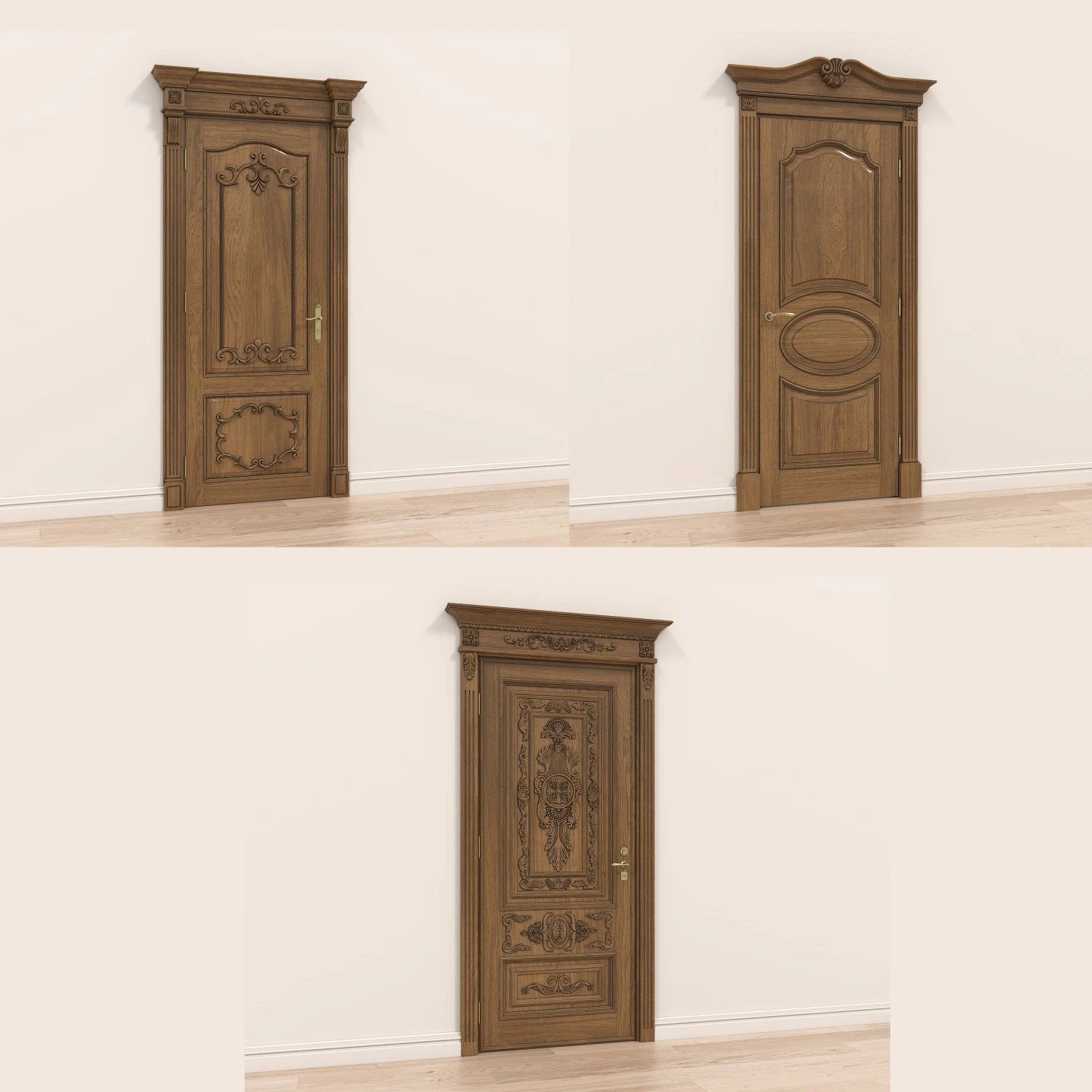 Classic Door Collection 5 3D Model .c4d .max .obj .3ds .fbx .stl .blend
