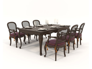 Restaurant Dining Table and Chairs set 4 Modelo 3D