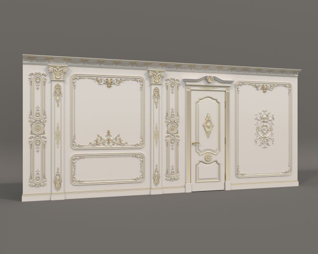 Wall Molding in Classic French style 37 3D Модель .c4d .max .obj .3ds .fbx .stl .blend 