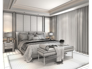 Modern Bedroom Scene 33 3D 模型