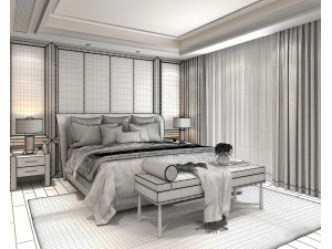 Moderne Schlafzimmerszene 33 3D Modell