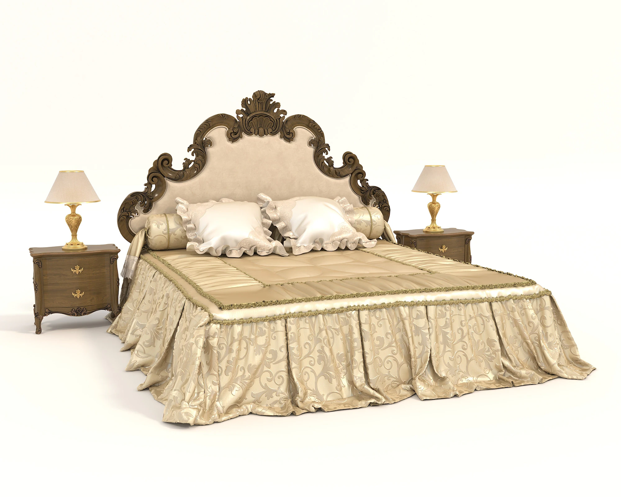 Classic European style Bed set 59 3D Model .c4d .max .obj .3ds .fbx .stl .blend