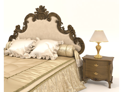 Classic European style Bed set 59 Modelo 3D