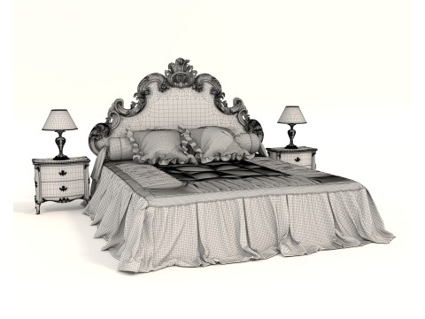 Classic European style Bed set 59 Modelo 3D