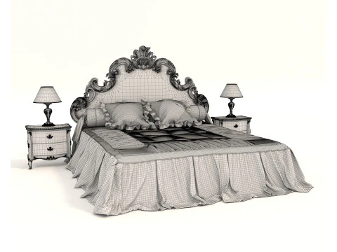 Classic European style Bed set 59 3D Model