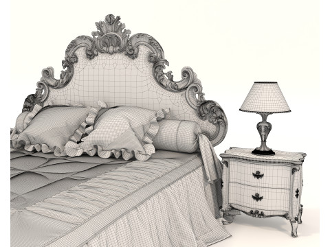 Classic European style Bed set 59 Modelo 3D
