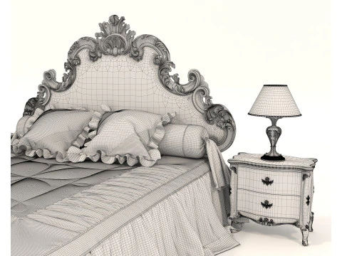 Classic European style Bed set 59 3D Model