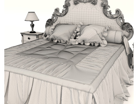Classic European style Bed set 59 Modelo 3D