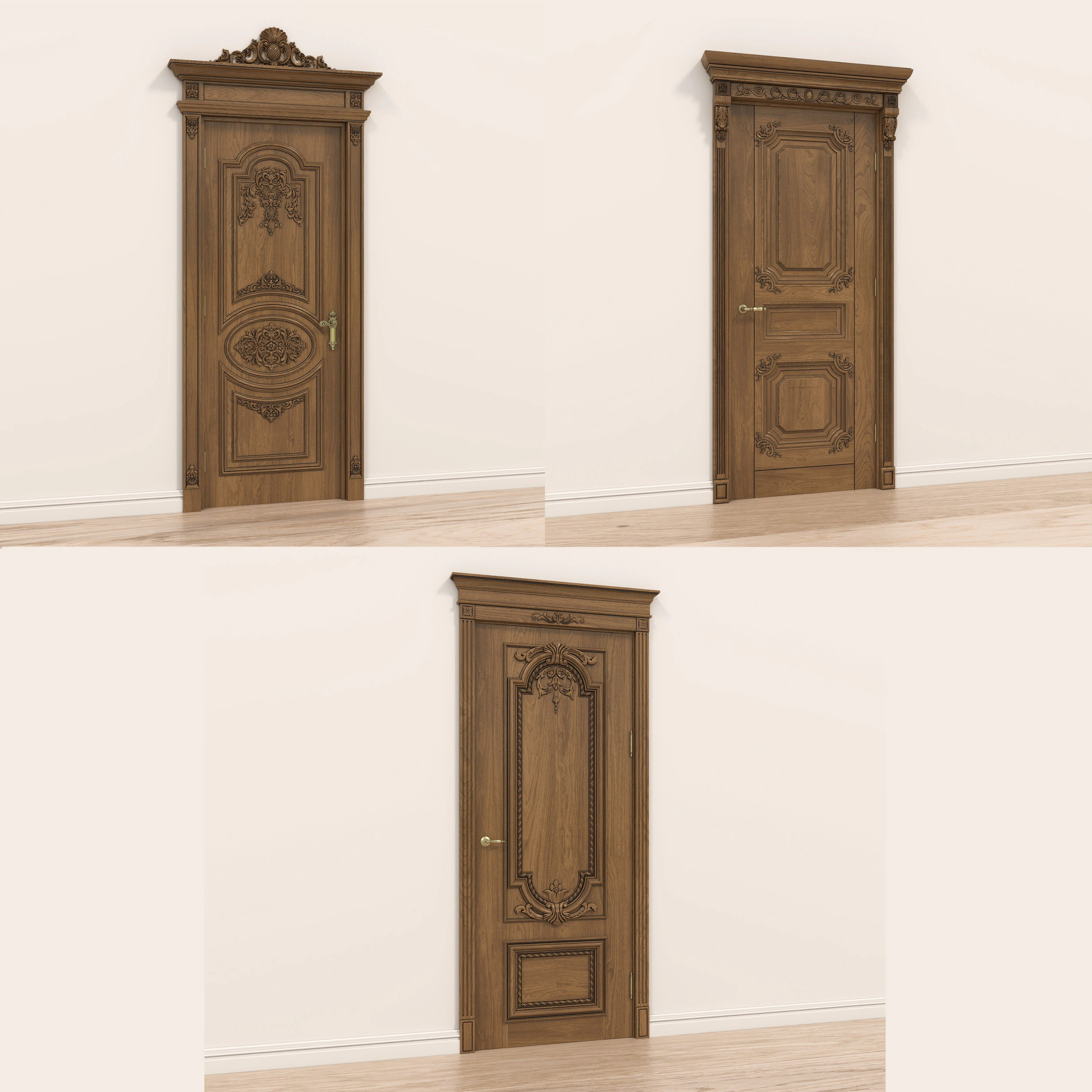 Classic Door Collection 7 3D Model .c4d .max .obj .3ds .fbx .stl .blend