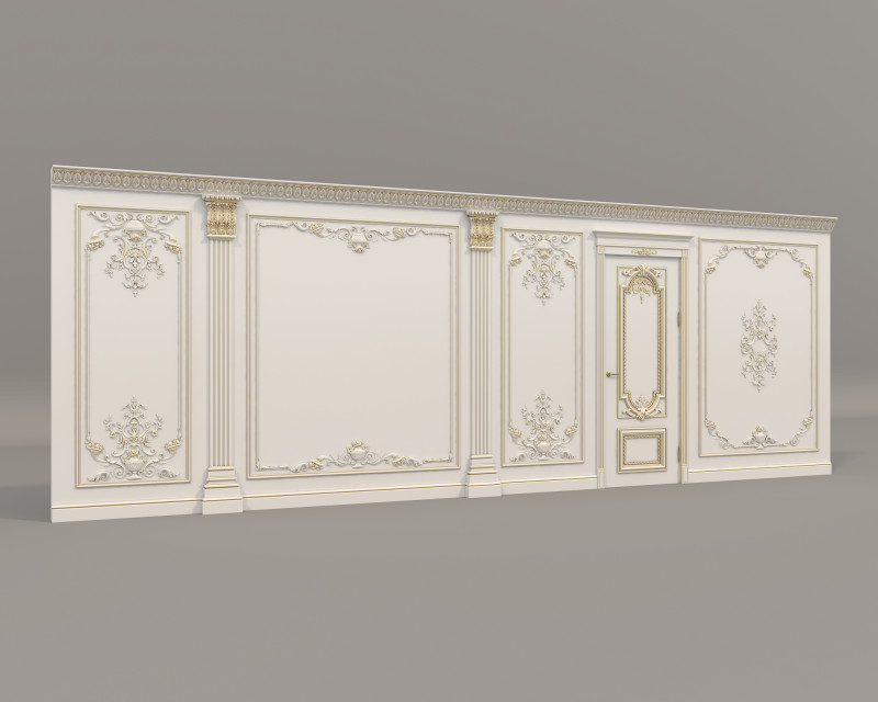 Wall Molding in Classic French style 38 3D Model .c4d .max .obj .3ds .fbx .stl .blend 
