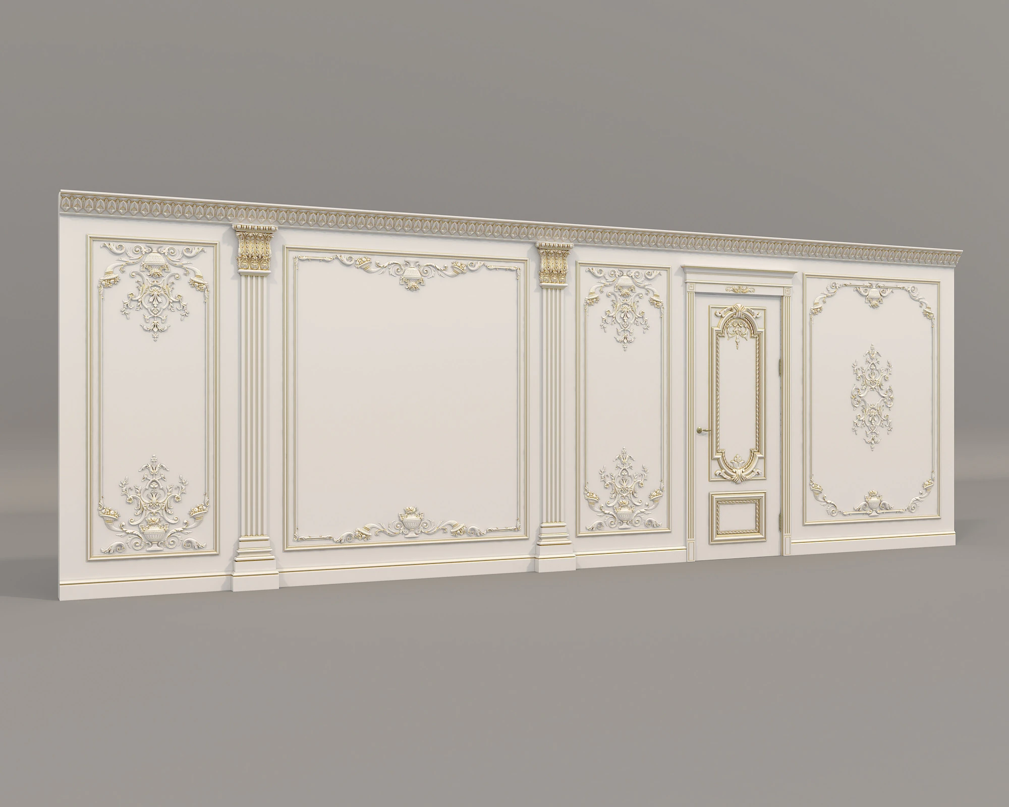 Wall Molding in Classic French style 38 3D Model .c4d .max .obj .3ds .fbx .stl .blend 