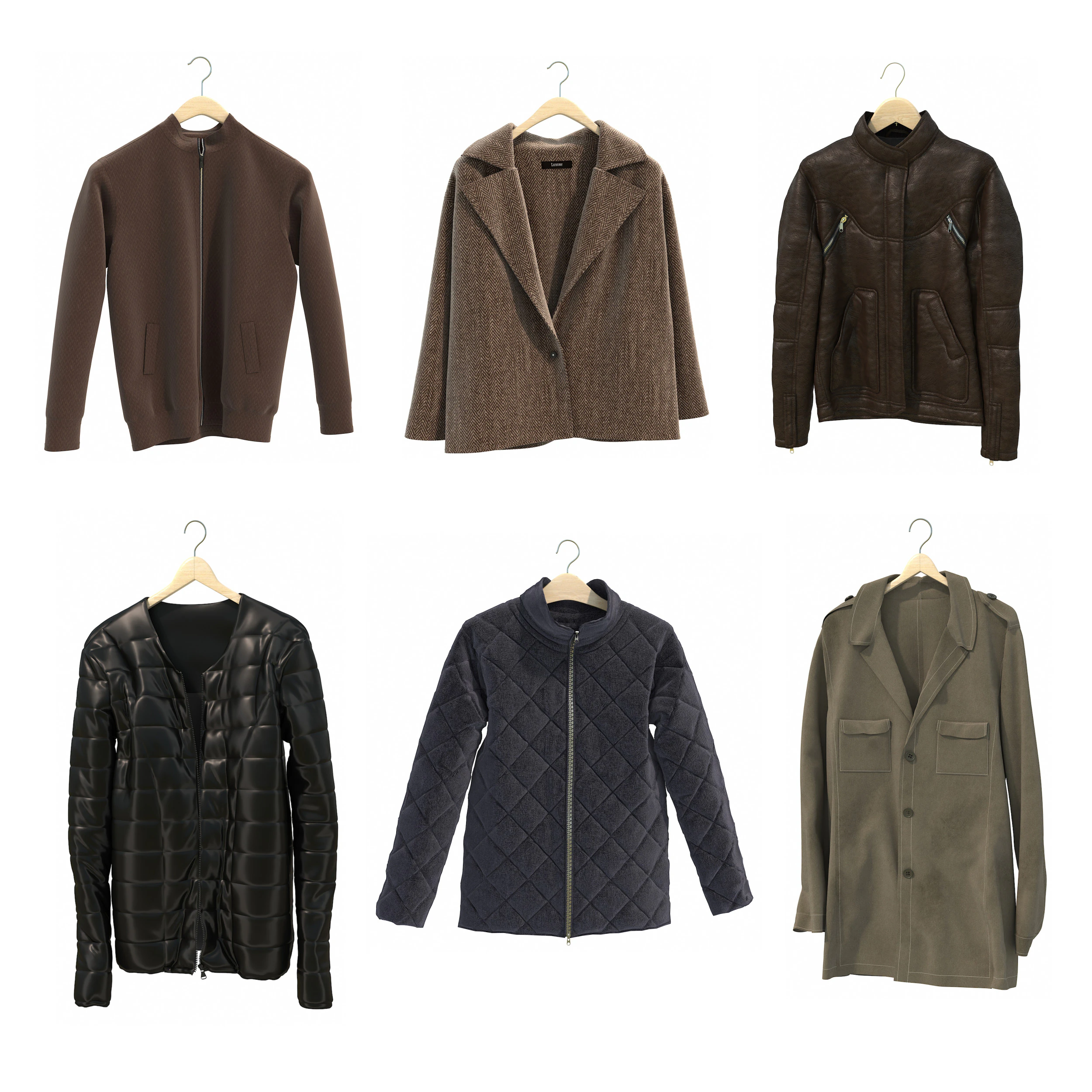 Coat on Hanger Collection 2 3D Model .c4d .max .obj .3ds .fbx .stl .blend 