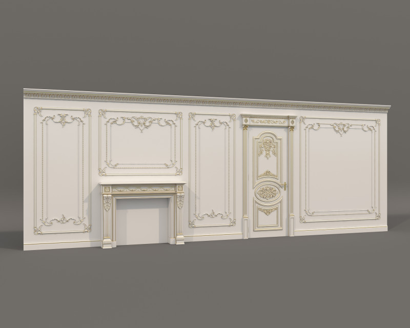 Wall Molding in Classic French style 39 3D Модель .c4d .max .obj .3ds .fbx .stl .blend 