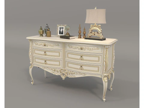 European Classic style Cabinet and Decoration 4 3D Model