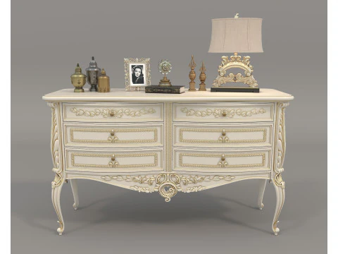 European Classic style Cabinet and Decoration 4 3D Model