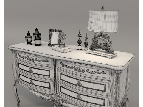 European Classic style Cabinet and Decoration 4 3Dモデル