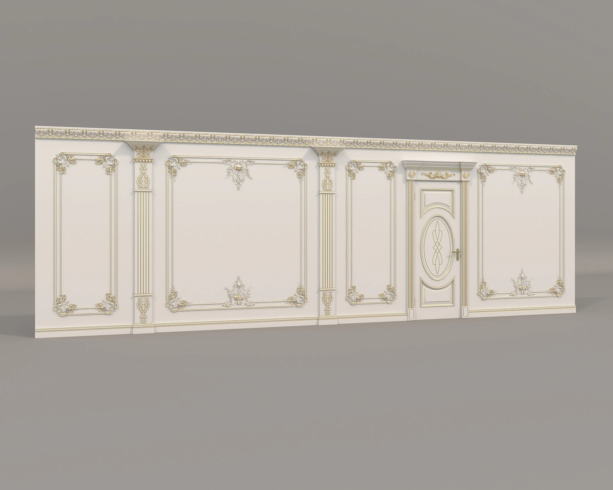 Moldura de parede em estilo cl&aacute;ssico franc&ecirc;s 40 Modelo 3D .c4d .max .obj .3ds .fbx .stl .blend 