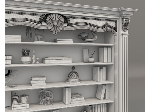 Classic Display Cabinet and Decoration 9 3D Model