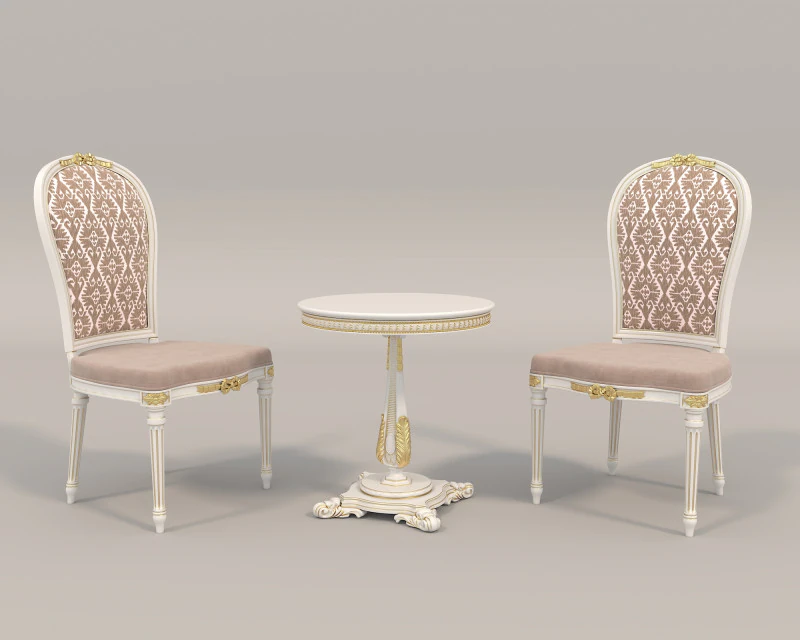 Klasyczny europejski st&oacute;ł i krzesła w stylu 10 Model 3D .c4d .max .obj .3ds .fbx .stl .blend 
