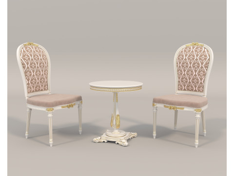 Classic European style Table and Chairs 10 3D Model