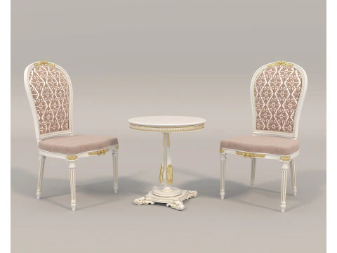 クラシックヨーロピアンスタイルのテーブルと椅子 10 3Dモデル