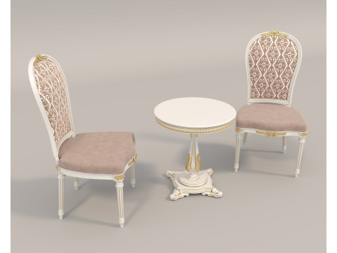 Classic European style Table and Chairs 10 3D-Modell