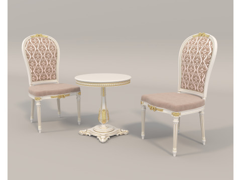 Classic European style Table and Chairs 10 3D-Modell