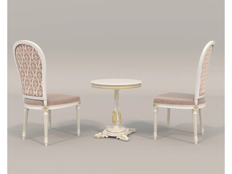 Klasyczny europejski st&oacute;ł i krzesła w stylu 10 Model 3D