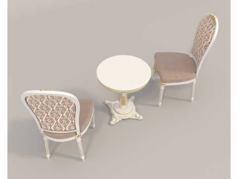 Classic European style Table and Chairs 10 3D-Modell
