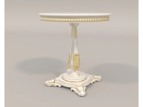 Klasyczny europejski st&oacute;ł i krzesła w stylu 10 Model 3D