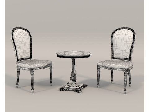 Classic European style Table and Chairs 10 3D-Modell
