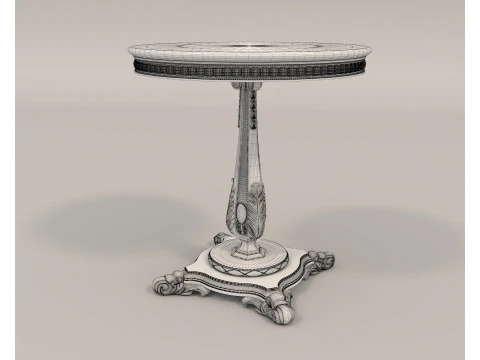 Klasyczny europejski st&oacute;ł i krzesła w stylu 10 Model 3D