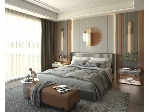 Modern Bedroom Scene 34 3D Model