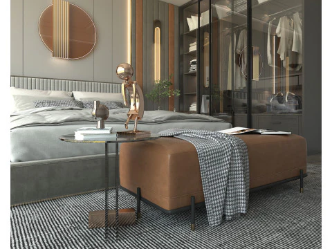 Modern Bedroom Scene 34 3D Model