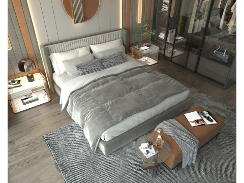 Modern Bedroom Scene 34 3D Model