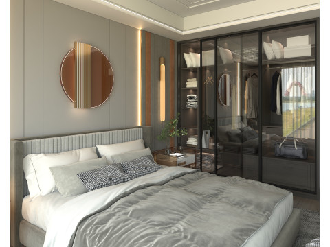 Modern Bedroom Scene 34 Model 3D