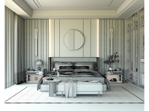 Modern Bedroom Scene 34 Model 3D