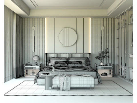 Modern Bedroom Scene 34 3D Model