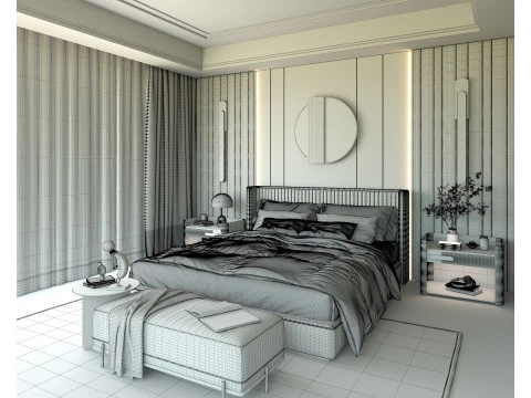 Modern Bedroom Scene 34 3D Model