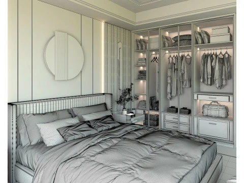Modern Bedroom Scene 34 3D Model