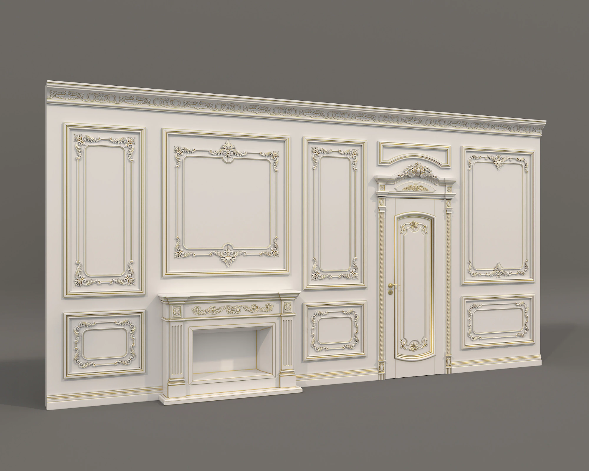 Wall Molding in Classic French style 41 3D Model .c4d .max .obj .3ds .fbx .stl .blend