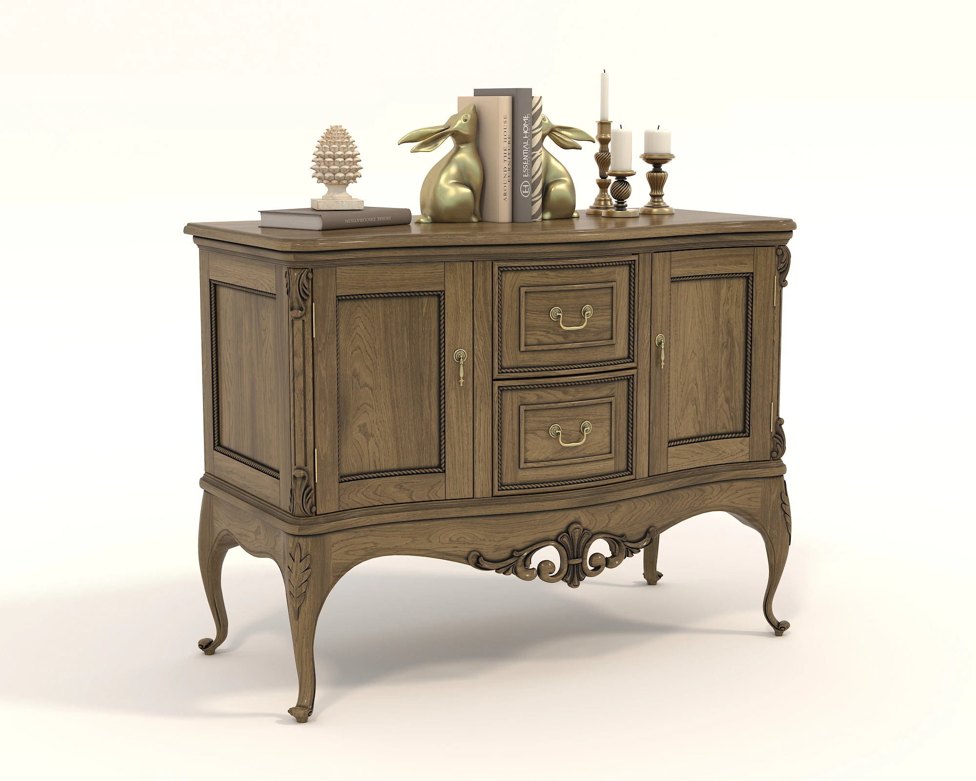 European Classic style Cabinet and Decoration 5 3D Model .c4d .max .obj .3ds .fbx .stl .blend 