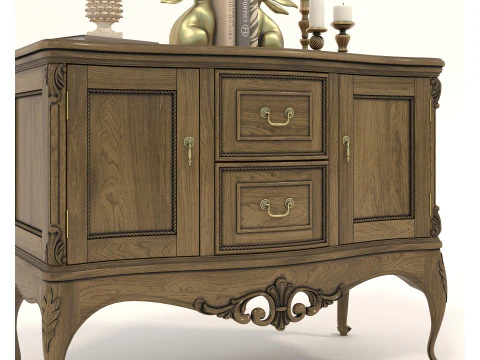 European Classic style Cabinet and Decoration 5 3D Model
