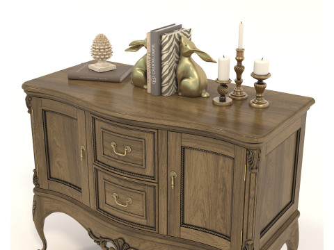 European Classic style Cabinet and Decoration 5 3D Модель